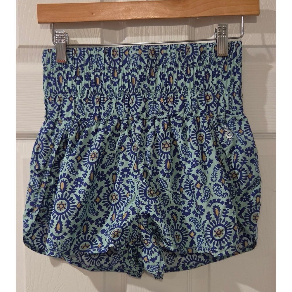 FP Movement The Way Home Shorts S Blue Green Floral Print Free People Running